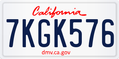 CA license plate 7KGK576