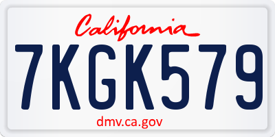 CA license plate 7KGK579