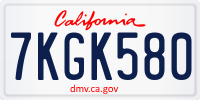 CA license plate 7KGK580