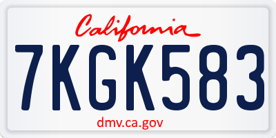 CA license plate 7KGK583