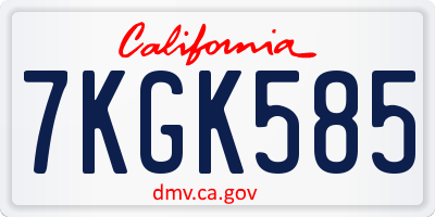 CA license plate 7KGK585