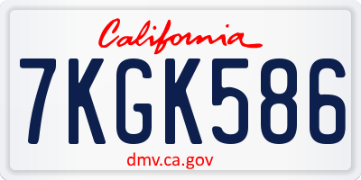 CA license plate 7KGK586