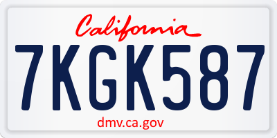 CA license plate 7KGK587