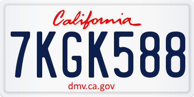 CA license plate 7KGK588