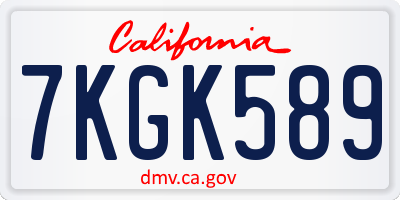 CA license plate 7KGK589