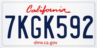 CA license plate 7KGK592
