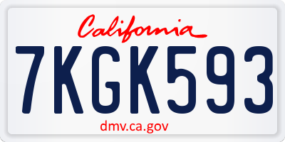 CA license plate 7KGK593