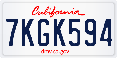 CA license plate 7KGK594