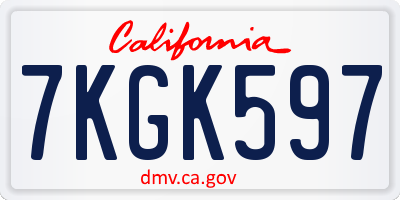 CA license plate 7KGK597