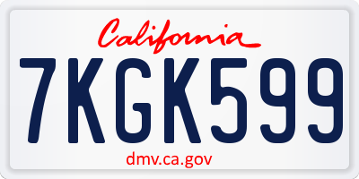 CA license plate 7KGK599