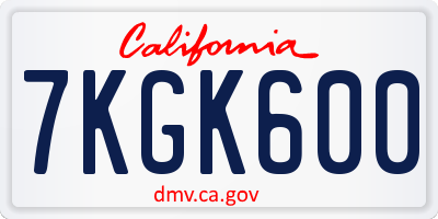 CA license plate 7KGK600