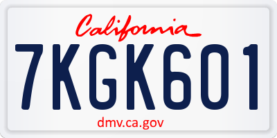 CA license plate 7KGK601