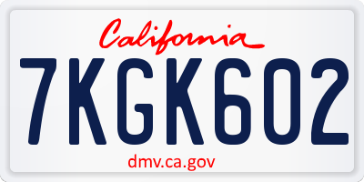 CA license plate 7KGK602