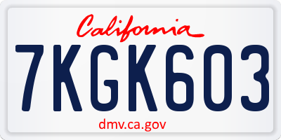 CA license plate 7KGK603