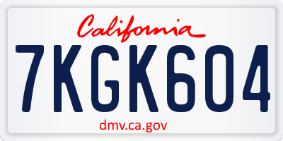 CA license plate 7KGK604