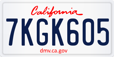 CA license plate 7KGK605