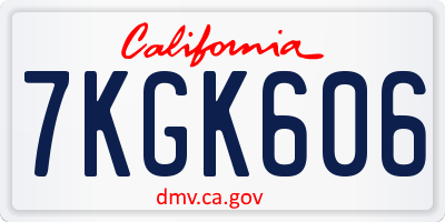 CA license plate 7KGK606