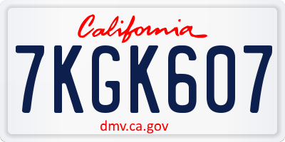 CA license plate 7KGK607