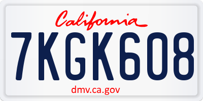 CA license plate 7KGK608