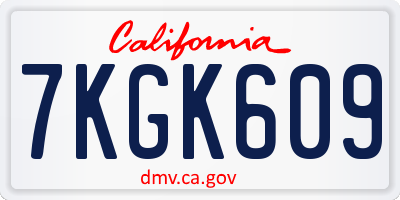 CA license plate 7KGK609