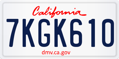 CA license plate 7KGK610