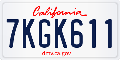 CA license plate 7KGK611