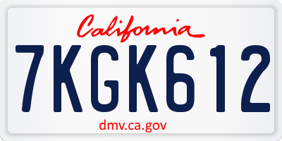 CA license plate 7KGK612