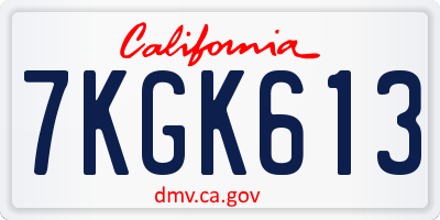 CA license plate 7KGK613