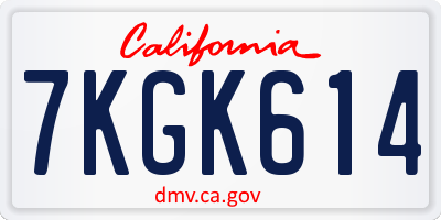 CA license plate 7KGK614