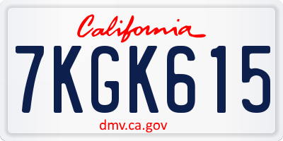 CA license plate 7KGK615