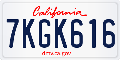 CA license plate 7KGK616