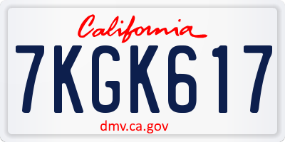 CA license plate 7KGK617