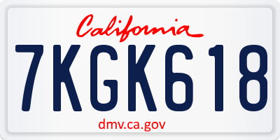 CA license plate 7KGK618