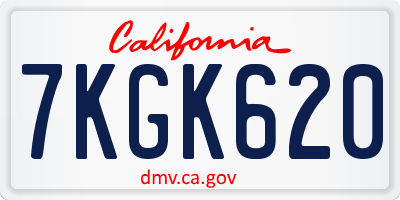 CA license plate 7KGK620