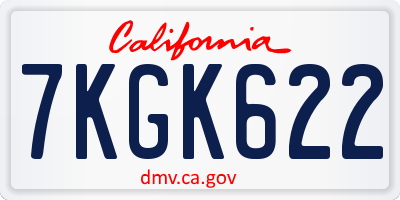 CA license plate 7KGK622