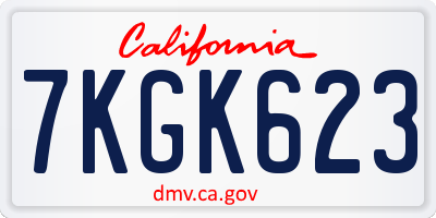 CA license plate 7KGK623