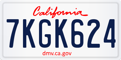 CA license plate 7KGK624