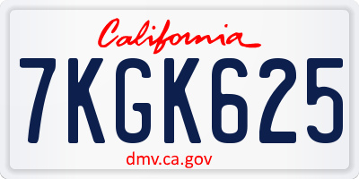 CA license plate 7KGK625