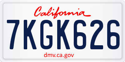 CA license plate 7KGK626