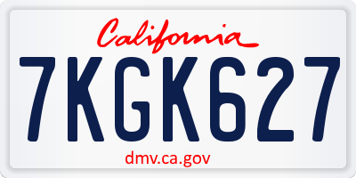 CA license plate 7KGK627