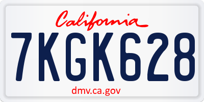 CA license plate 7KGK628