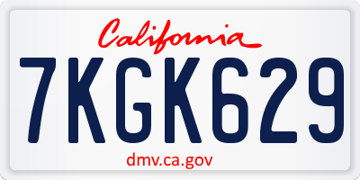 CA license plate 7KGK629