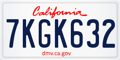 CA license plate 7KGK632
