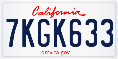 CA license plate 7KGK633
