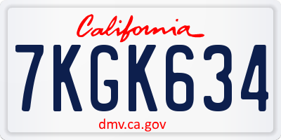 CA license plate 7KGK634