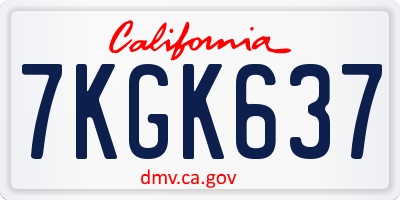 CA license plate 7KGK637