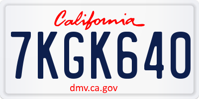 CA license plate 7KGK640