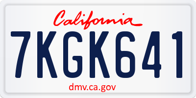 CA license plate 7KGK641