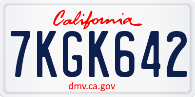 CA license plate 7KGK642