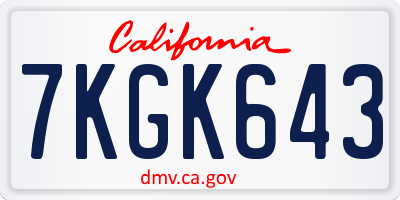 CA license plate 7KGK643